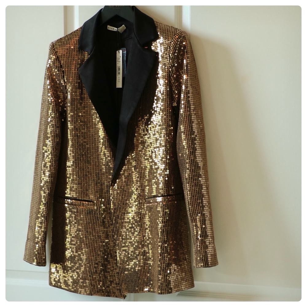 ALICE + OLIVIA Kylie Shawl Collar Sequin Jacket - Picture 14 of 15